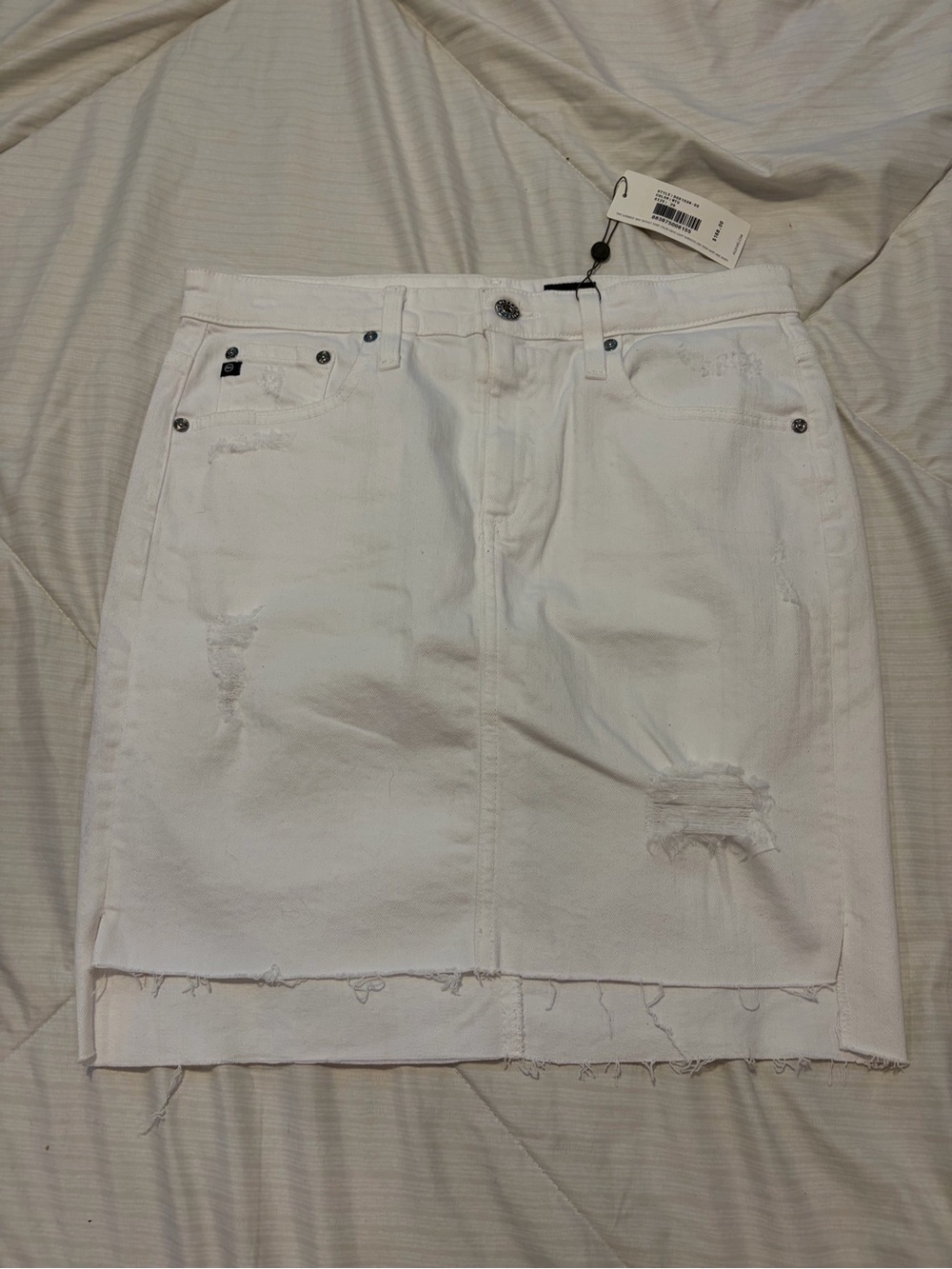 AG White Distressed Denim Mini Skirt - Women's Casual Pencil Skirt NWT Sz 29
